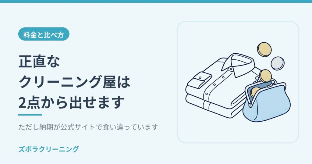 正直なクリーニング屋は2点から出せます